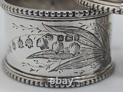 Ensemble de 6 porte-serviettes en argent sterling antique anglais avec initiale K, datant de 1898