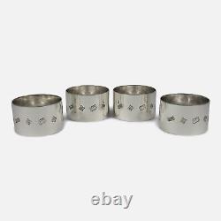 Ensemble de quatre anneaux de serviette en argent sterling Bishtons Ltd 1996