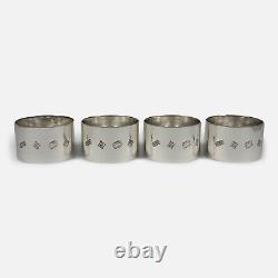 Ensemble de quatre anneaux de serviette en argent sterling Bishtons Ltd 1996