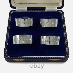 Ensemble de quatre anneaux de serviette en argent sterling Garrard & Co 1968
