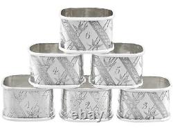Ensemble de six anneaux à serviettes en argent sterling victorien antique numérotés