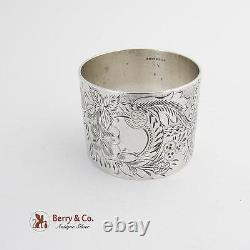 Esthétique Sterling Silver Napkin Ring Floral Décorations Gravées 1880