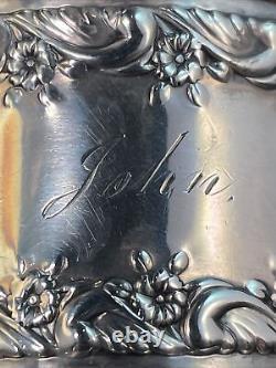 Grand Towle Vieux Anglais Sterling Silver Napkin Ring Nom Gravé John 8694