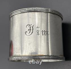 Grand anneau de serviette en argent sterling avec nom gravé Jim Webster & Co