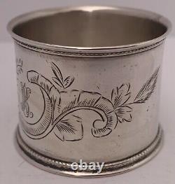 Magnifique Russe 875 Silver Fine Nappkin Ring Satin Perlé Gravé À La Main C. 1885