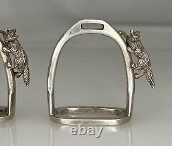 Mappin & Webb 1937 Silver Sterling Stirrup & Fox Equestrian Napkin Rings 85186