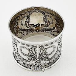 Napkin Français Ring 950 Grade Silver Antique Repousse C1900 Hallmarked