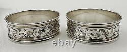 Pair Cased Napkin Rings Sterling Silver George V Chester 1916-17 Charles Horner