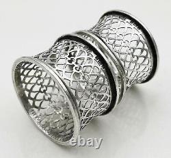 Pair Napkin Rings Pierced Sterling Silver Edwardian Birmingham 1903 Steinhart