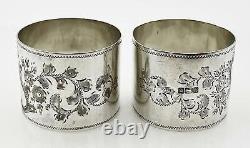 Pair Napkin Rings Sterling Silver Edwardian Sheffield 1902 Sutherland & Roden