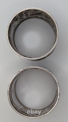 Paire d'anneaux de serviette en argent sterling Gorham antique, cartouche vierge, datée de 1882
