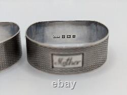 Paire vintage d'anneaux de serviette en argent sterling anglais des années 1960 pour papa et maman