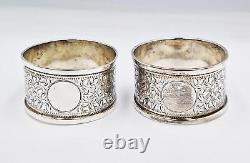 RINGS À SERVIETTES EN ARGENT STERLING ÉDOUARDIEN Birmingham 1904-1905