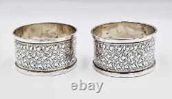 RINGS À SERVIETTES EN ARGENT STERLING ÉDOUARDIEN Birmingham 1904-1905