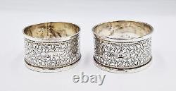 RINGS À SERVIETTES EN ARGENT STERLING ÉDOUARDIEN Birmingham 1904-1905