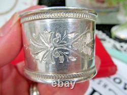 Rare Antique sterling silver Napkin ring Art Nouveau marqué s 350 des années 1890 Mono