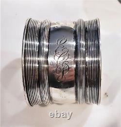 Set/3 Art Déco Gorham Sterling Silver Nappin Ring Line Anchor Lion G Mark
