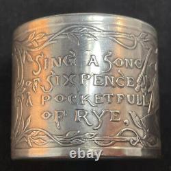 Silver Sterling Child's Nursery Rhyme Nappkin Ring Blackinton Une Chanson De Sixpence