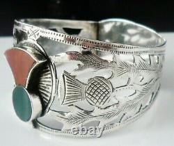 Silver Sterling Scottish Thistle Silver Napkin Ring Agate, W Johnson & Sons 1932