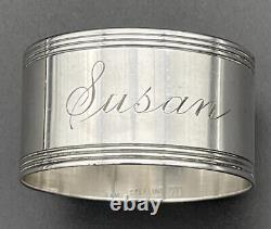 Sterling Silver Napkin Nom De Bague Gravé Susan B&m Art Deco