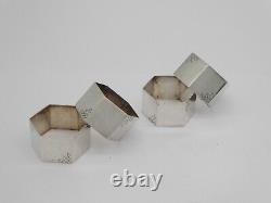 Superb Set Of 4 Art Deco Solide Sterling Silver Napkin Rings 1944 128 G