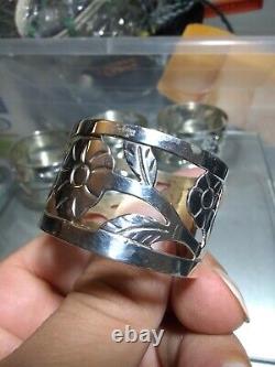Taxco 4 Pièce. 925 Sterling Silver Napkin Ring Holder Livraison Gratuite