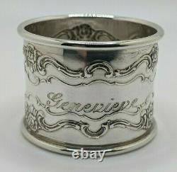Towle Old Master Sterling Silver Napkin Ring Genevieve Nom Gravure