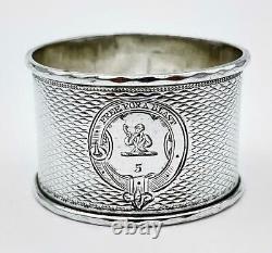Unusual Victorian Sterling Silver Nakin Ring Clark Familly Crest Birmingham 1864