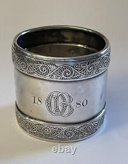 Vente 1880 Gorham Scroll Napkin Ring Argent Sterling 925 33 G 1 3/4 W Mono