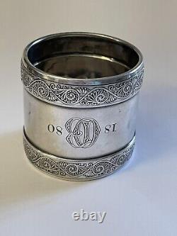 Vente 1880 Gorham Scroll Napkin Ring Argent Sterling 925 33 G 1 3/4 W Mono