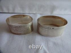 Vieille Paire Solid Sterling Argent Unengraved Oval Nappkin Rings Birmingham 1944